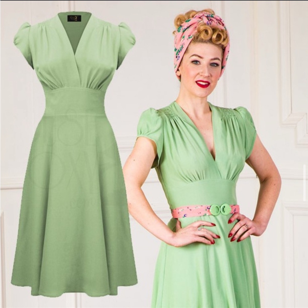 Ava Tea Dress - 30s Green